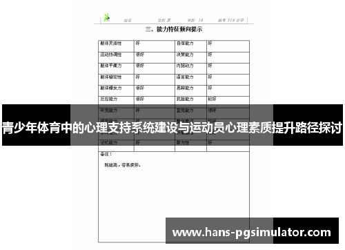 青少年体育中的心理支持系统建设与运动员心理素质提升路径探讨
