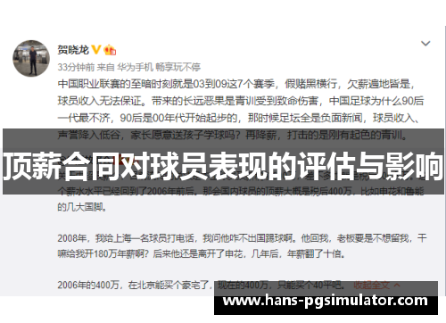 顶薪合同对球员表现的评估与影响